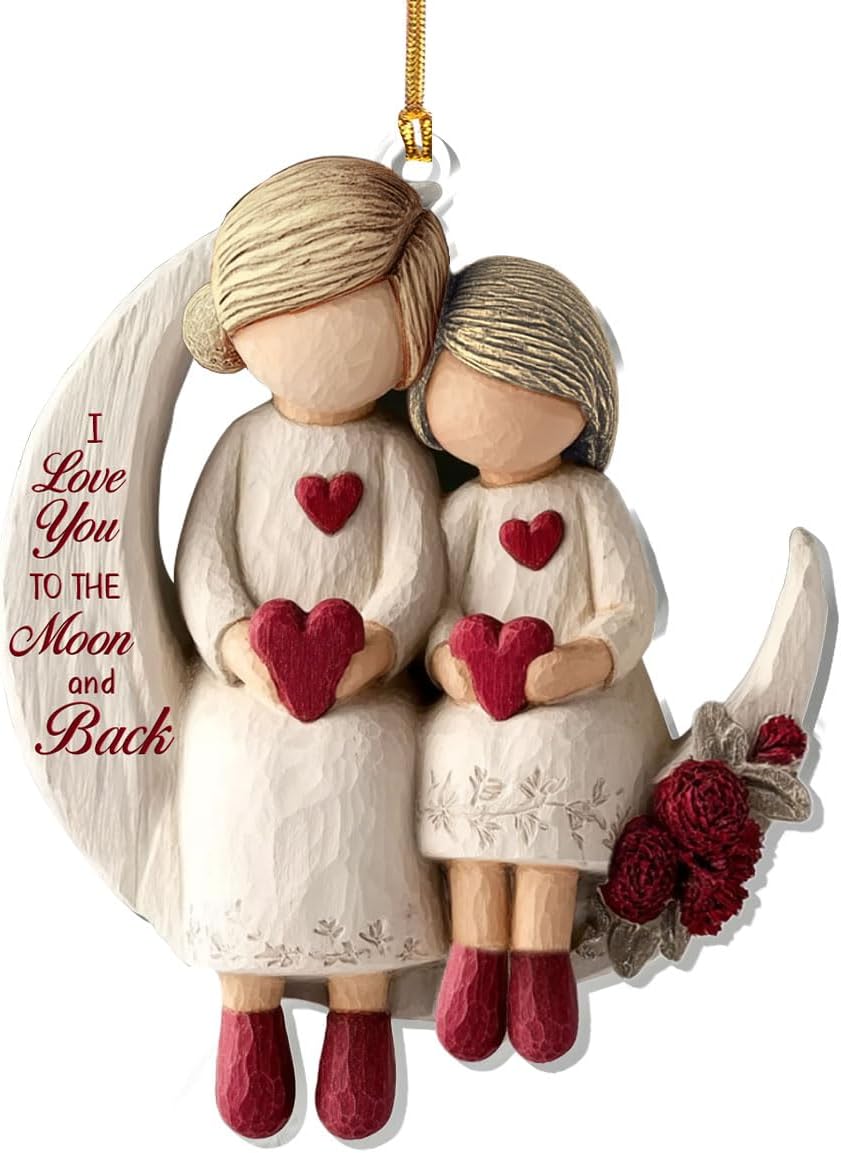 Jesuspirit Grandma & Grandchild Christmas Ornament – Grandma and Me, Acrylic Ornament for Grandmother, First 2025 (I Love You to The Moon and Back)
