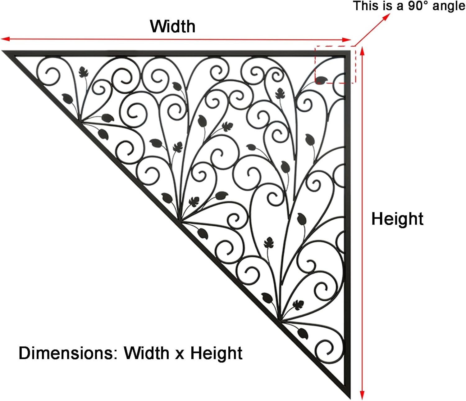 Black Iron Stair Balusters Bracket - Side Mount for Interior Staircases Room Divider & Wall Decor Ideal for Teahouse Hotel & Elegant Home Decoration (50x70cm/19.7x27.6in)