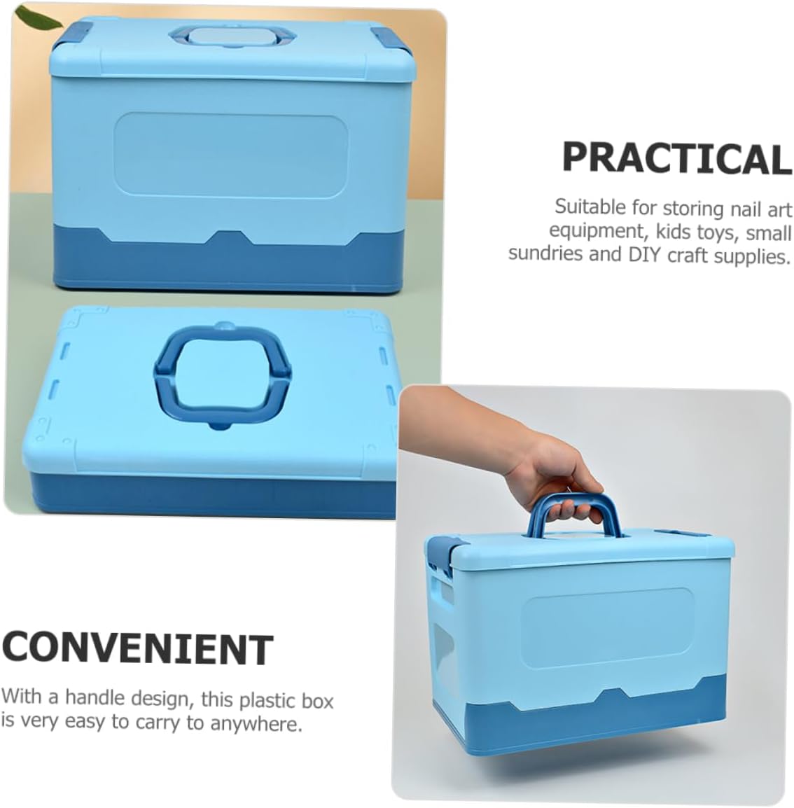 Foldable Plastic Storage Box Large Capacity with Handle Portable