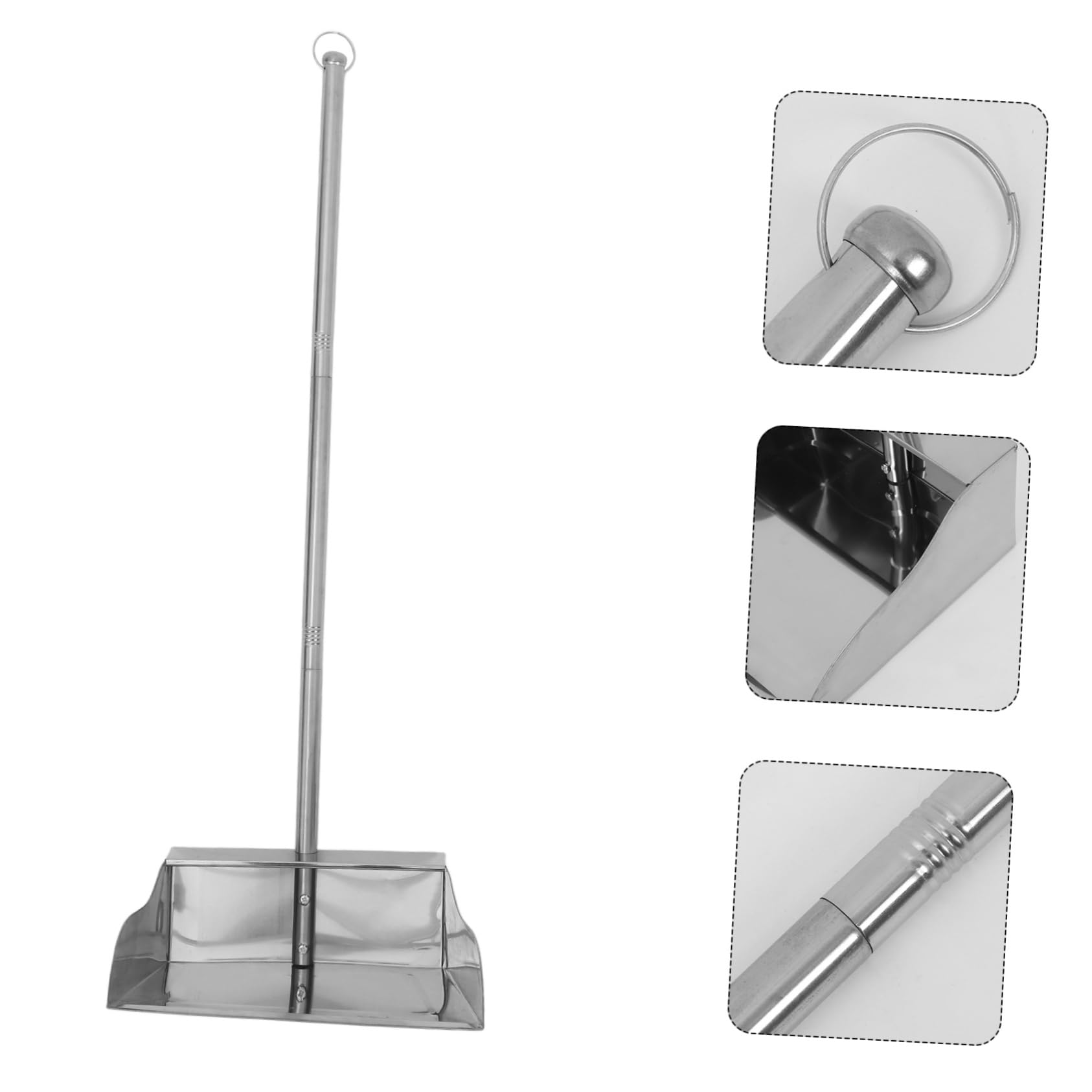 Recogedor de Polvo Inoxidable con Mango Cómodo Capacidad Jumbo y Resistente para Interior y Exterior Pala Metálica para Basura y Limpieza de Hogar