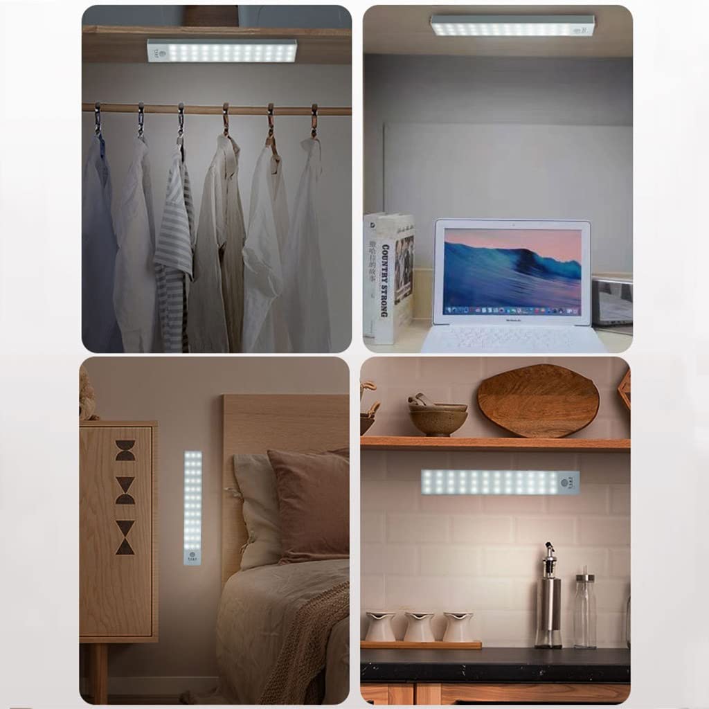 Lampada da Armadio a LED Ricaricabile, Sensore di Movimento, Wireless Sotto la Luce Dell'armadio, Illuminazione Magnetica per Armadi, per Guardaroba, Armadi, Armadietto, Madia, Luce Bianca