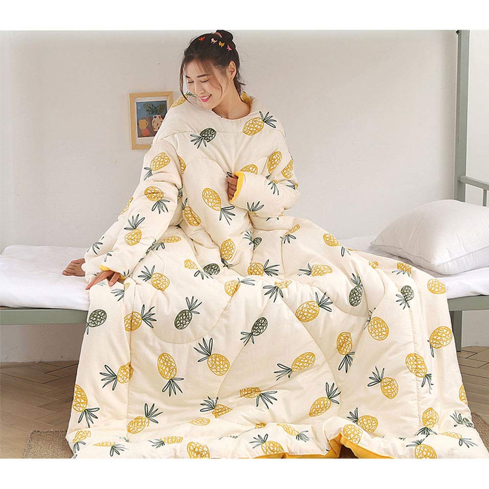 Manta portátil con Mangas, edredón Perezoso con Cremallera, Capa de algodón Engrosada, Saco de Dormir cálido para Adultos, Capa a Prueba de Viento para la Oficina en el hogar 71 * 87in,b