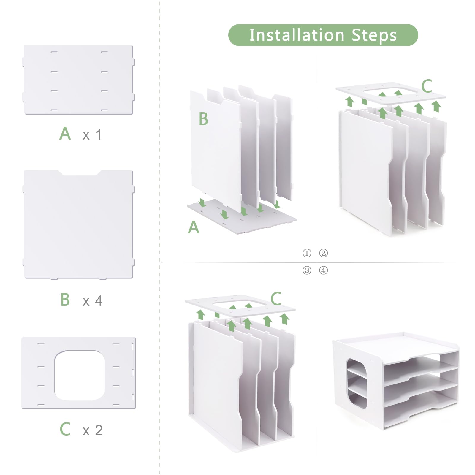 SONGWAY Organiseur de papier à 4 niveaux pour scrapbooking, pour fichiers de bureau, porte-papier, bacs à papier empilables, cube de rangement de papier de bureau pour maison et bureau, 30,5 x 30,5 cm