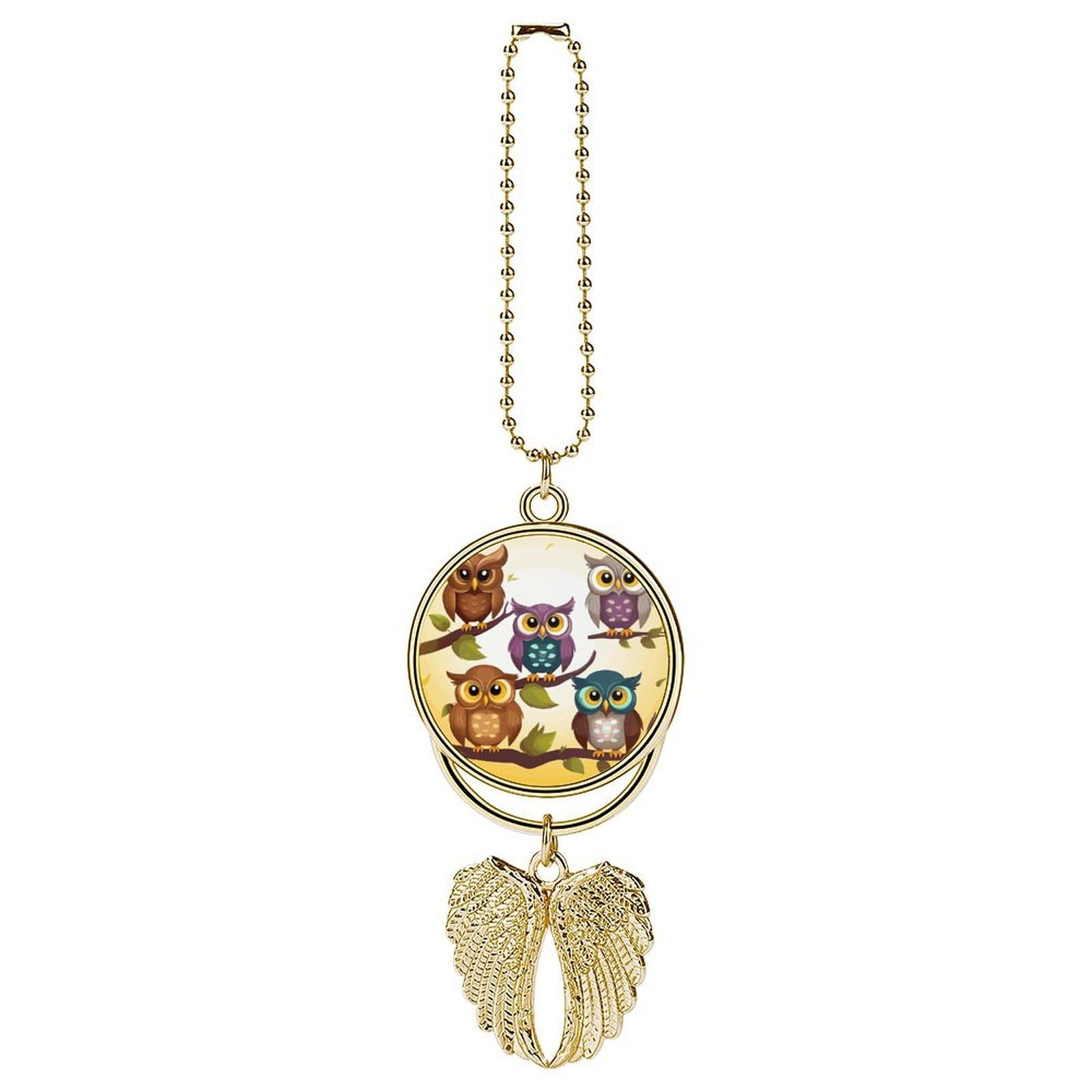 Owls Birds Car Pendant Hanging Swing Auto Rear View Mirror Hanging Car Rear View Mirror Charm Truck Hanger Ornament Charm for Car Rear View Mirrors Accessories