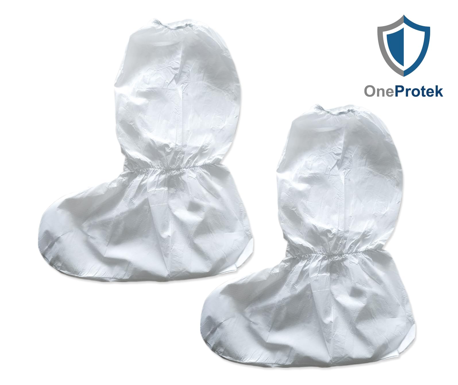 50 Surchaussures jetables OneProtek - Lot de 25 paires de Couvre Bottes, Respirantes, Protection et Maintien élastique confortable - Taille Unique, Blanc