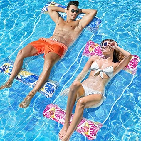 WEARXI Luftmatratze Pool Zubehör 2Stück, Aufblasbare Pool Spielzeug Wasserhängematte 4 In 1 Luftmatratze Wasser Hängematte, Luftmatratze Pool Erwachsene, Wasserspielzeug für Erwachsene und Kinder Cover