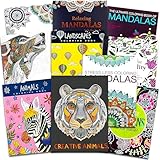 Adult Coloring Book Bundle with 8 Deluxe Coloring Books for Adults and Teens (Over 250 Stress Relieving Patterns).