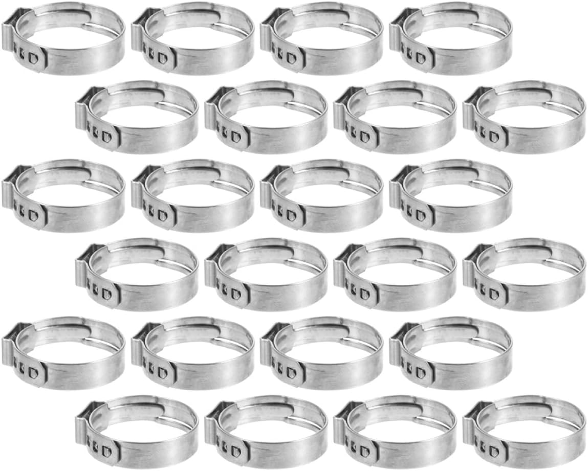 Zerodeko 30pcs Stainless Steel 304 Single Ear Pex Cinch Hose Clamp Rings Metal Pinch Clamps for Pex Tubing Pipe Fitting Connections Industrial Plumbing