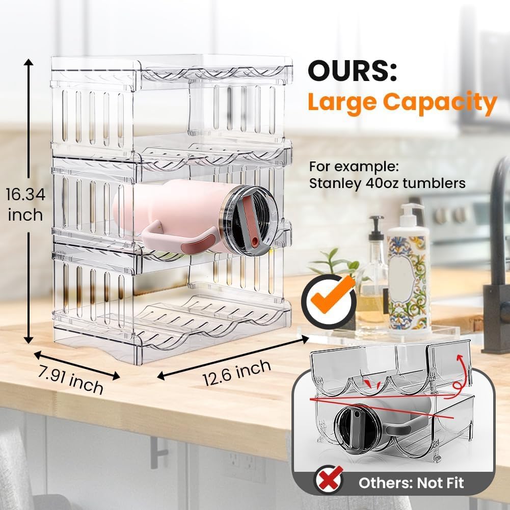 Stapelbarer Flaschenhalter für Kühlschrank, Küche, platzsparendes Flaschenregal, vielseitige Aufbewahrungslösung für Kühlschrank und Schrank, ideal für Zuhause und Küche