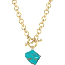 Turquoise Beaded Necklace for Women Layered Choker Necklace Gold and Turquoise Necklace Toggle Collar Handmade Western Boho Jewelry