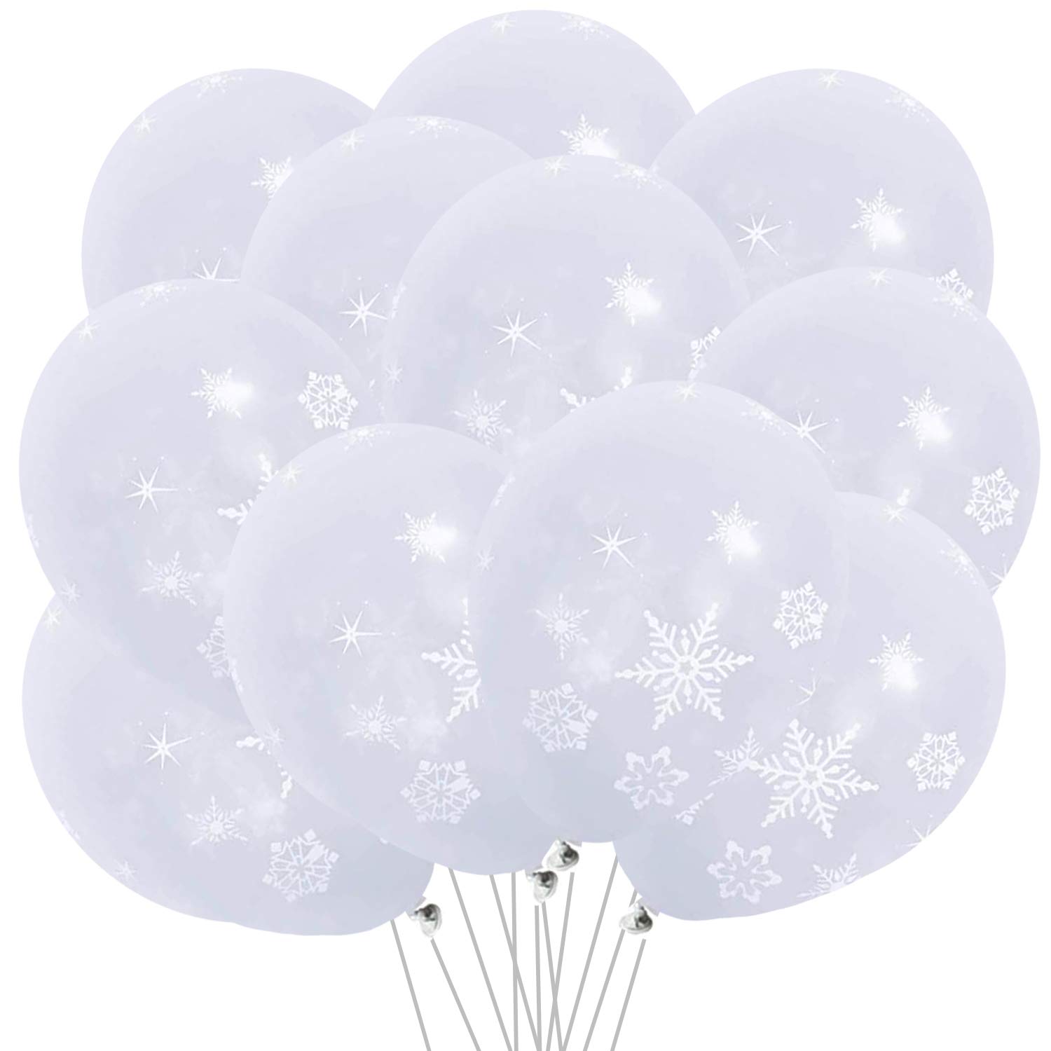 Oringaga 50Ct Winter Snowflake Latex Balloons - Christmas Winter Wonderland/Xmas/Holiday Birthday Baby Shower Wedding First Birthday Party Supplies Decorations Favors Snowflakes Home Outdoor Decor