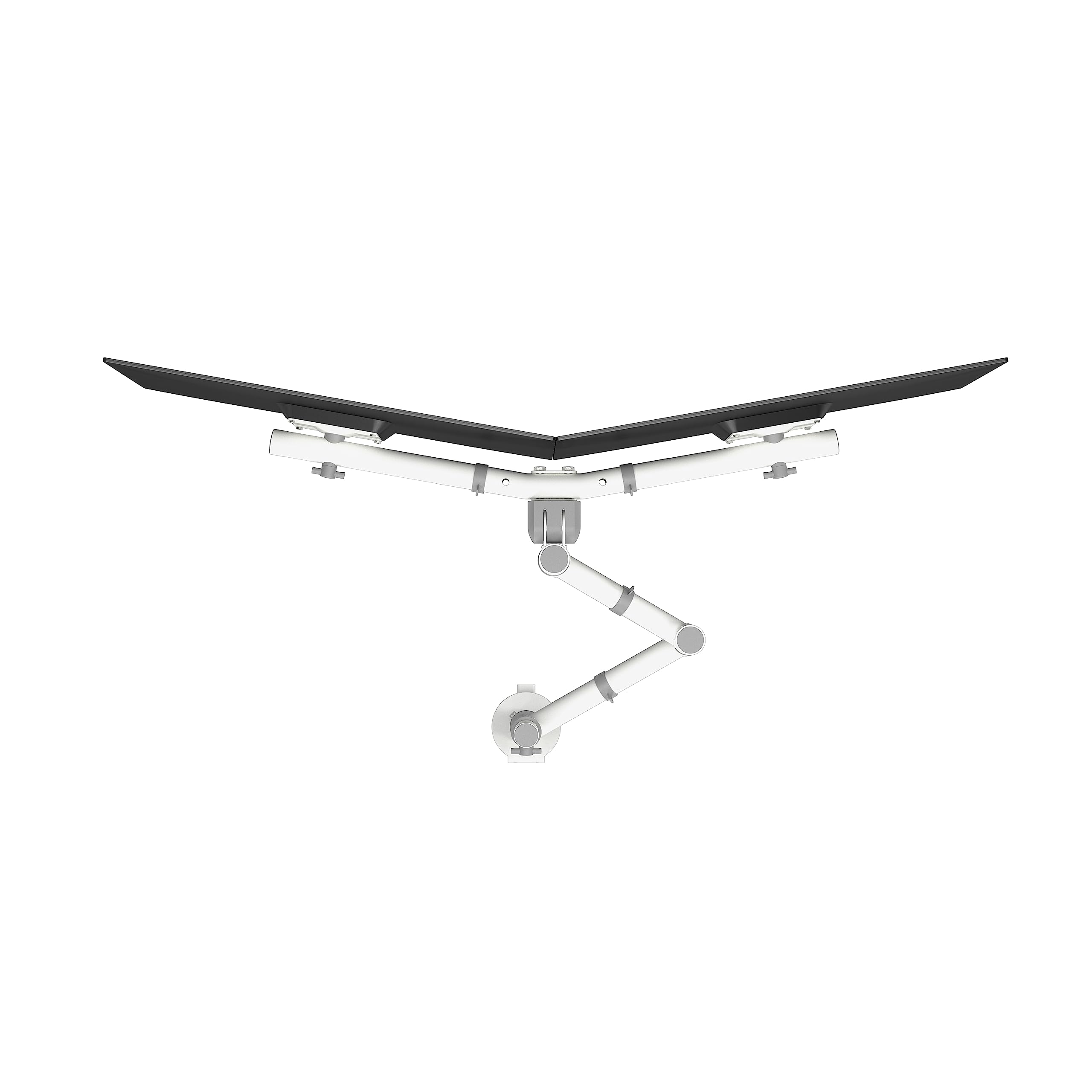 Dataflex Viewgo Monitorarm - Schreibtisch 130 Weiß, Platzsparender ergonomischer Monitorhalterung für 2 Bildschirme, 210mm Höhenverstellung, Max. 4kg pro Monitor, Unterstützt Hoch- und Querformat, Einfache Installation | Doppelarm für 2 Monitore, weiß