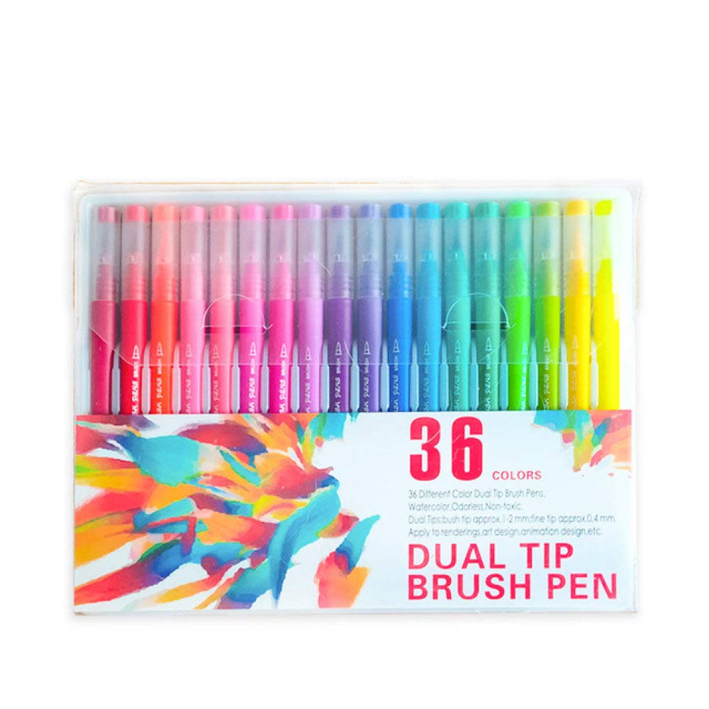 Aquarellstift 120 Farben Fine Liner Dual Tip Aquarell Art Maker Pinselstift Filzstift Set für Schulkunstbedarf 24 Farben Schwarz (12 Farben Weiß) (36 Farben Barrel)
