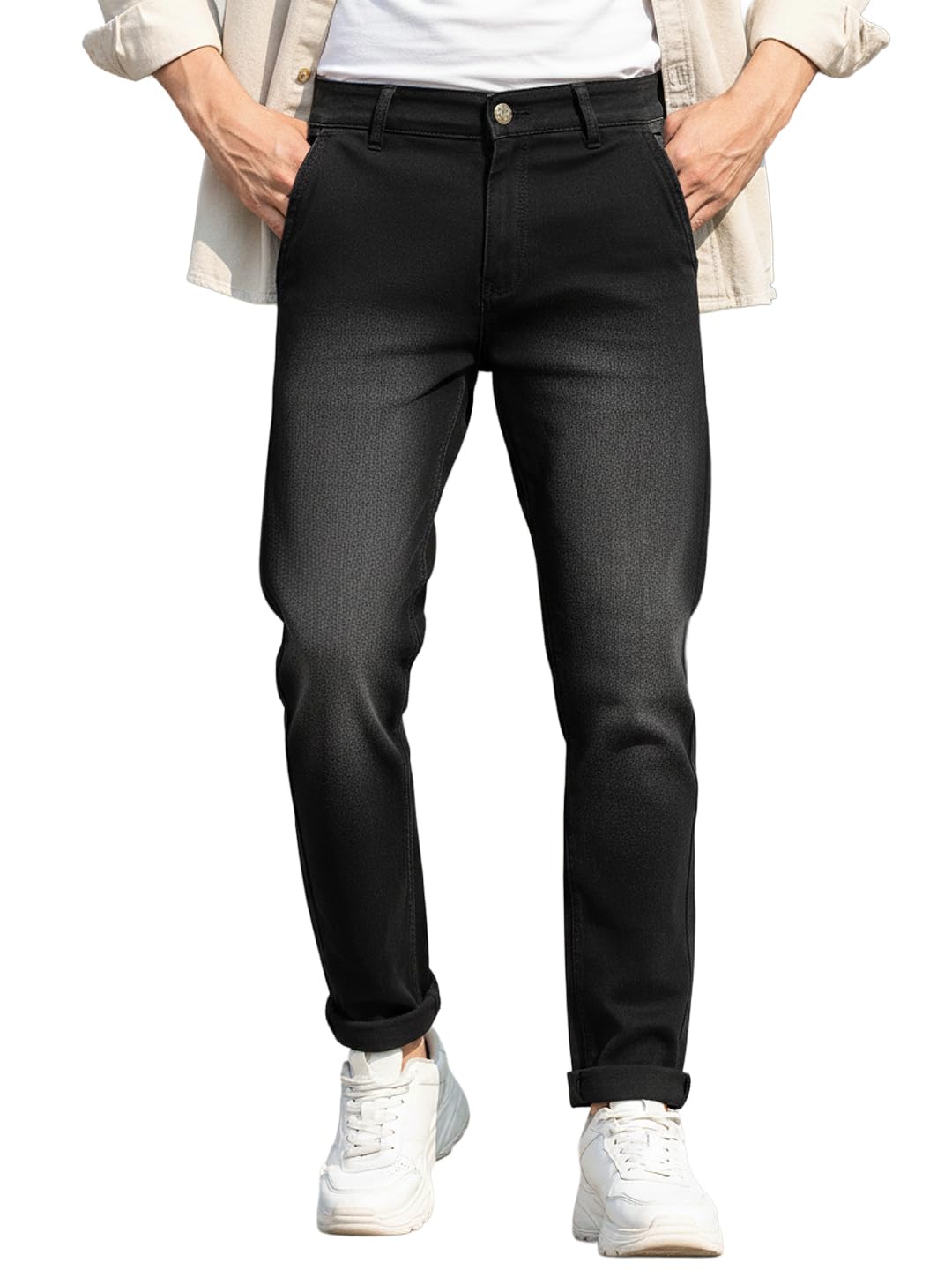 Men's Black Slim Fit Washed Jeans Stretchable