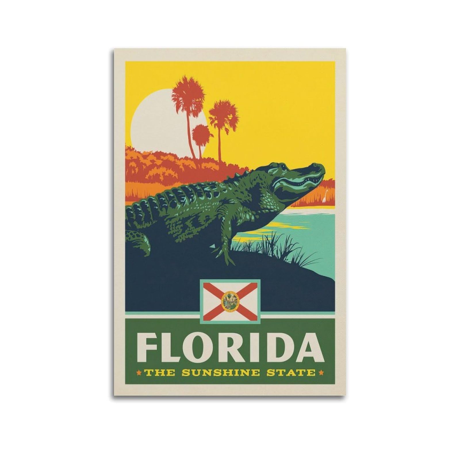 DLJGDS Vintage Travel Posters Florida State Pride Decorative Painting Canvas Wall Posters And Modern Family Bedroom Decor 20x30inch(50x75cm)