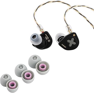 Linsoul SIMGOT EW300 1DD+1Planar+1PZT Hybrid Driver In Ear Monitor HBB Edition+Kiwi Ears Flex Earbud Tips, Replacement Silicone IEM Tips, 3 Pairs, S/M/L Size Grey