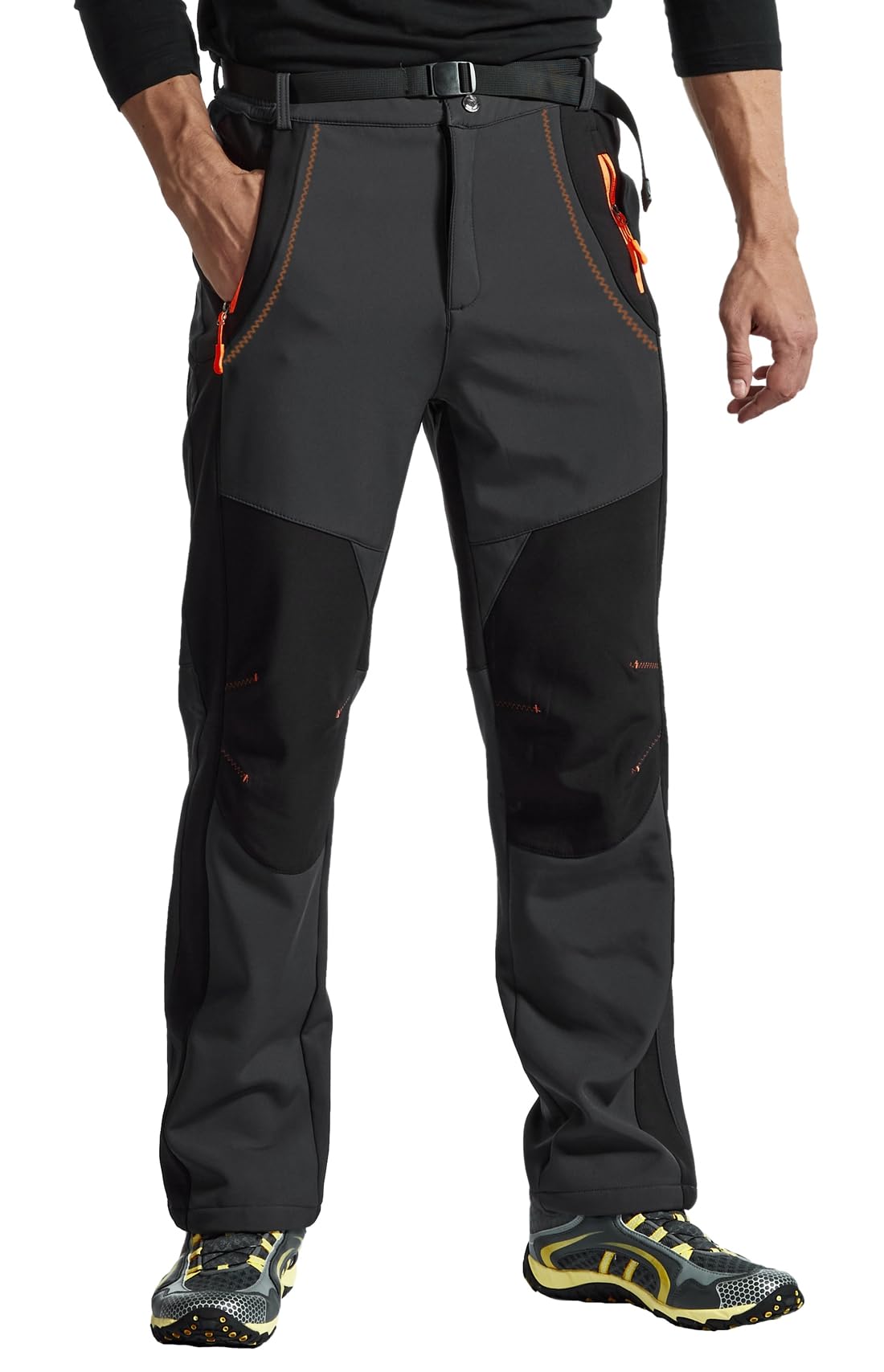 YSENTO Pantaloni da trekking da uomo, impermeabili, in softshell, antivento, con calda imbottitura, per lo snowboard, per l'inverno