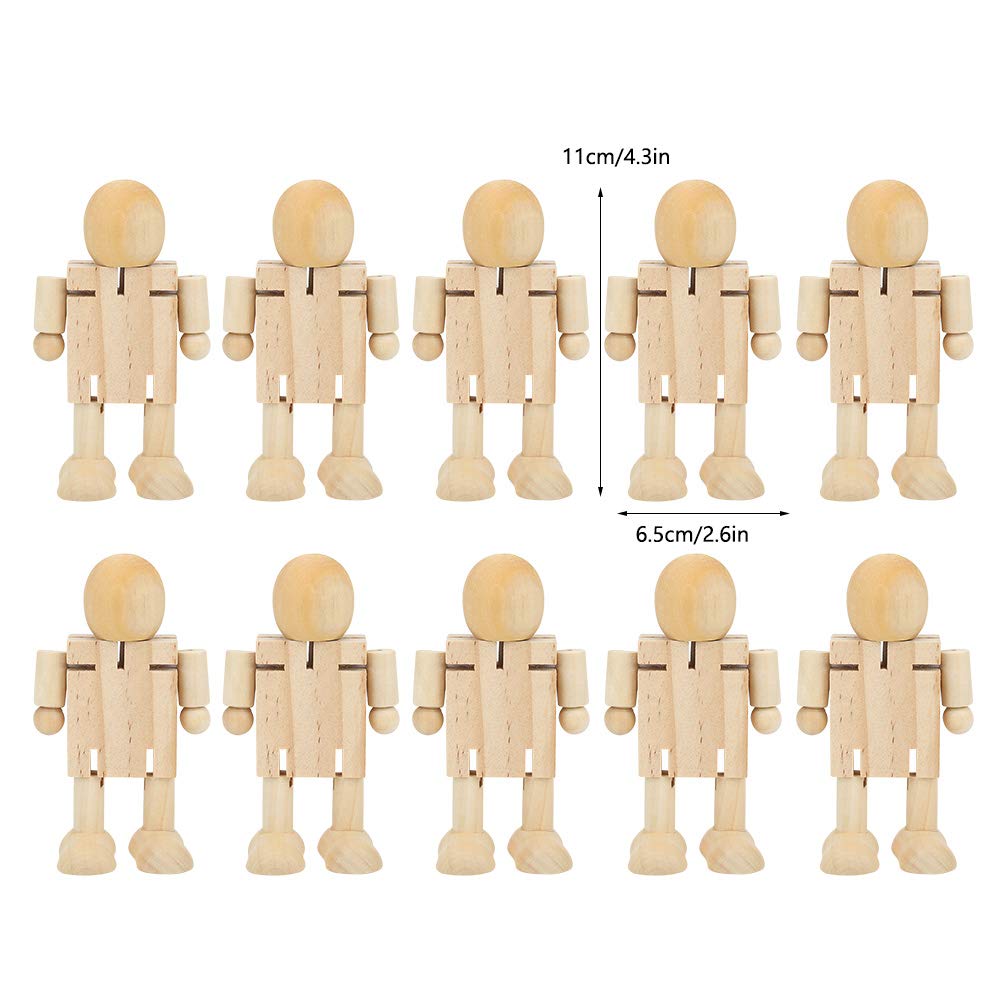Robot de Madera Hecho a Mano, Formas de Personas de Madera, Juego de 10 Figuras Artesanales de Pintura DIY para Decoración única del Hogar y Expresión Artística