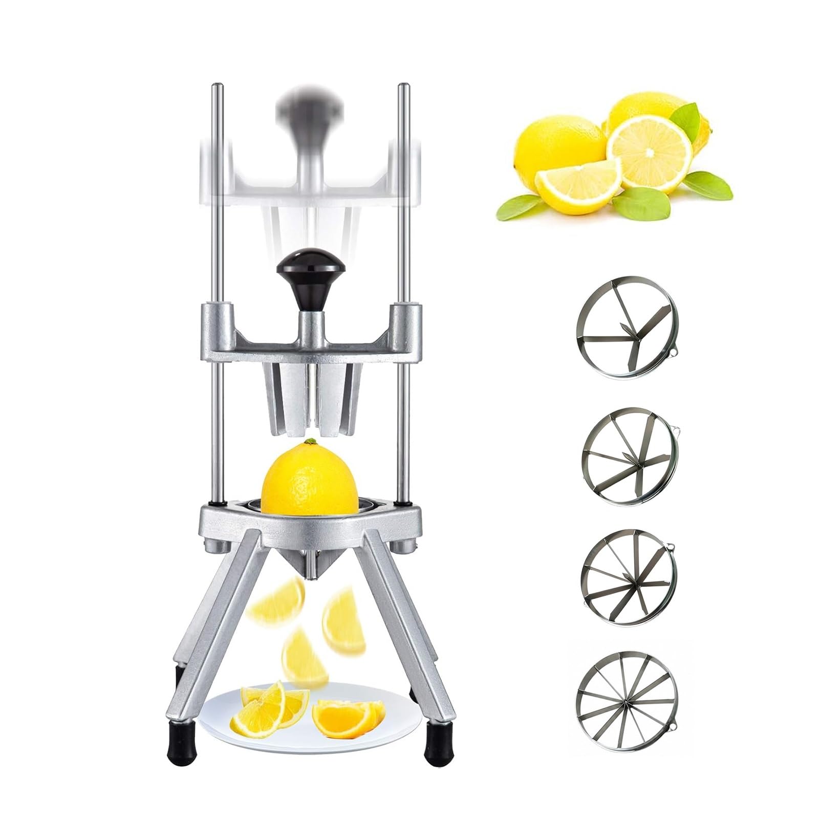 Professioneller Obstschneider, manueller Entsafter für Zitronen, Orangen | V-förmige Edelstahlklingen, Gemüseschneider, für Küche Bar Restaurant, für Orangen, Zwiebeln Zitrusfrüchte(Full Kit)