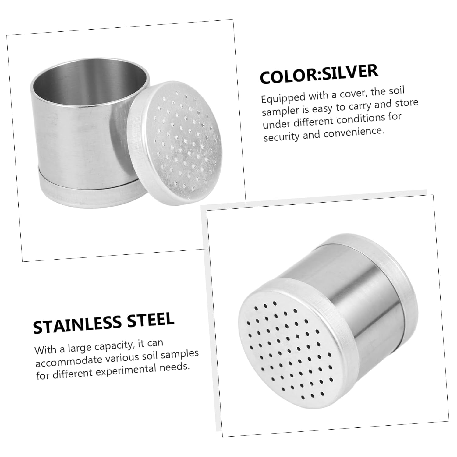 Healifty Stainless Steel Soil Sampling Ring Soil Tester Tool with Covers