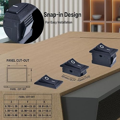 Miniatura 5 de Interruptor basculante de barco, interruptor de palanca a presión SPST ON-Off 2 pines 2 posiciones CA 250 V 6 A 125 V 10 A, interruptor para