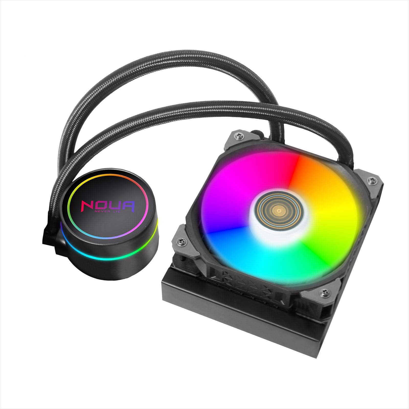 Noua Boris BR120 ARGB, Dissipatore a Liquido CPU, TDP 180W, Ventola ARGB PWM, Raffreddamento ad acqua per AM5/AM4/TR4 e LGA 1700/1200/115x