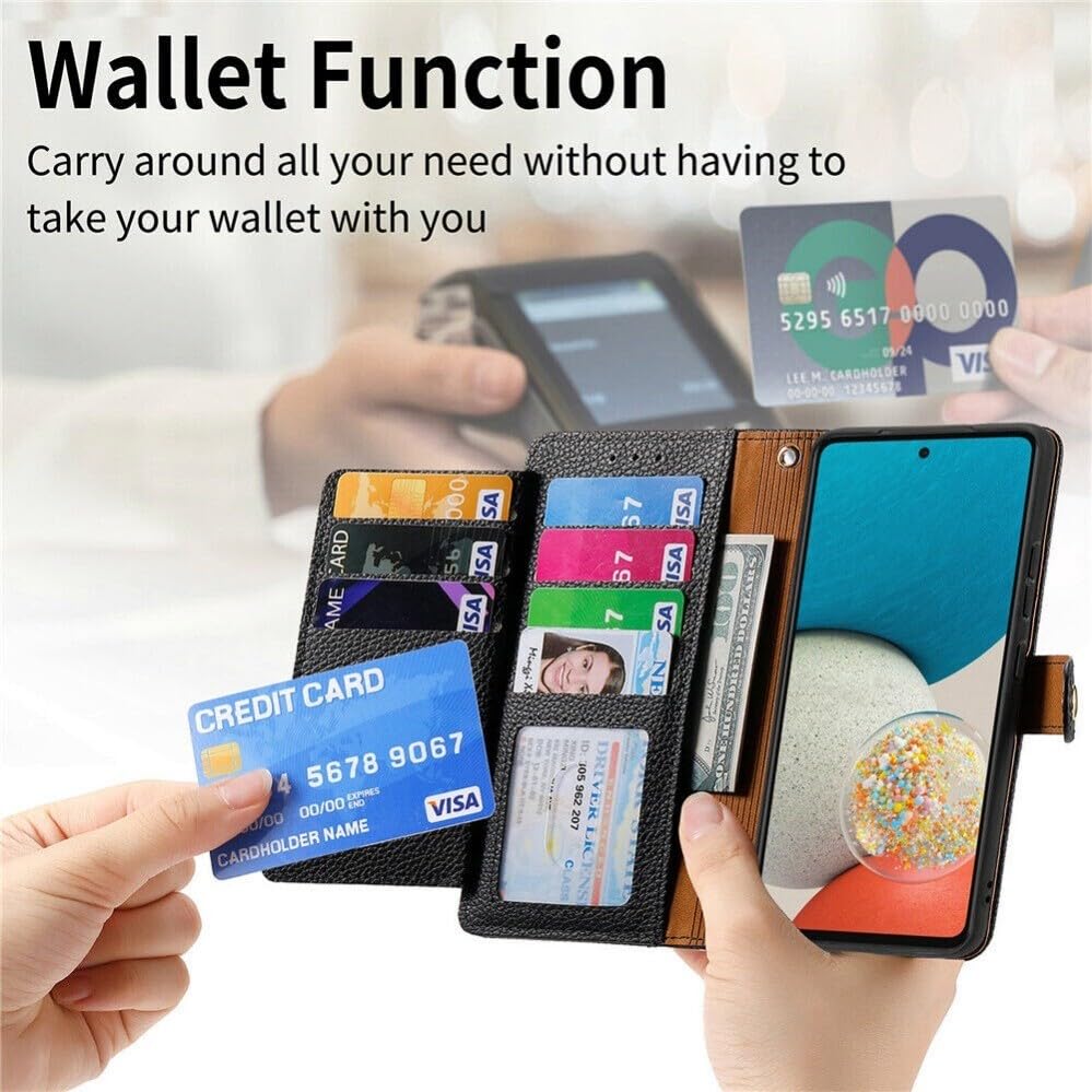 Generic Funda compatible con Samsung Galaxy A71 5G (color: marrón) con cierre de cremallera, funda de piel con tapa