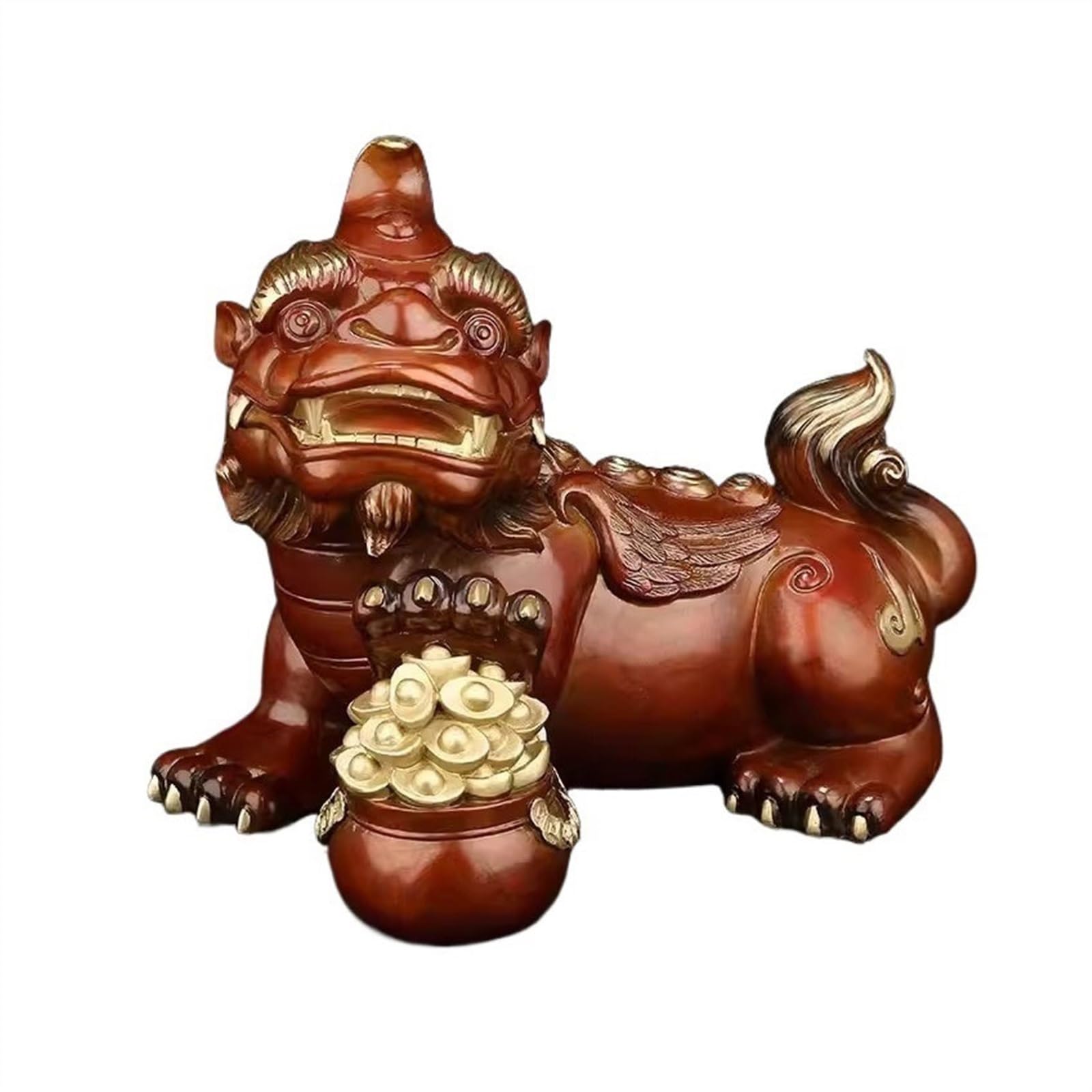 BHGFYXBS Statue Figurines Desktop Copper Luxury Decorative Ornaments Vintage Chinese Pixiu Modeling Wealth Attraction Feng Shui Ornaments Decorative Ornaments,Right-L
