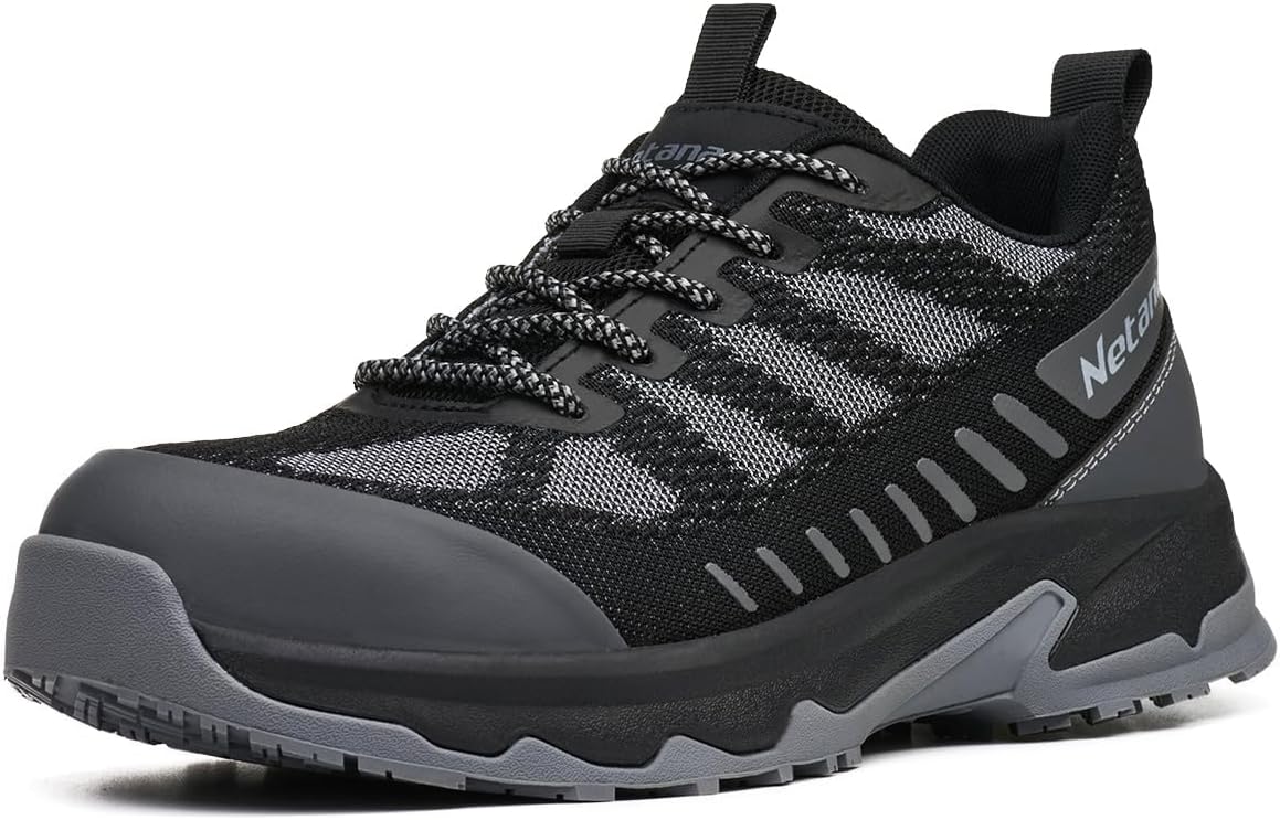 Steel Toe Shoes for Men,Lightweight Breathable Anti-Odor Safety Work Sneakers,Slip Resistant Durable Industrial Footwear