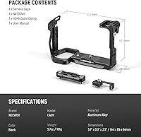 Vista 9 de NEEWER Cage Camera Cage with HDMI Cable Clamp, NATO Rail, 38 Inch ARRI Positioning Holes, 14 Inch Thread Compatible with Sony FX3 FX30 Original XLR