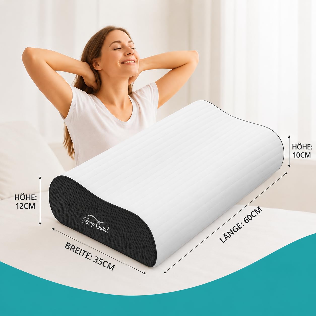 Sleep Good Nackenstützkissen höhenverstellbar mit Spannbezug - Ergonomisches Kopfkissen aus Memory Foam für Seitenschläfer & Rückenschläfer in 4 Verschiedene höhen einstellbar.