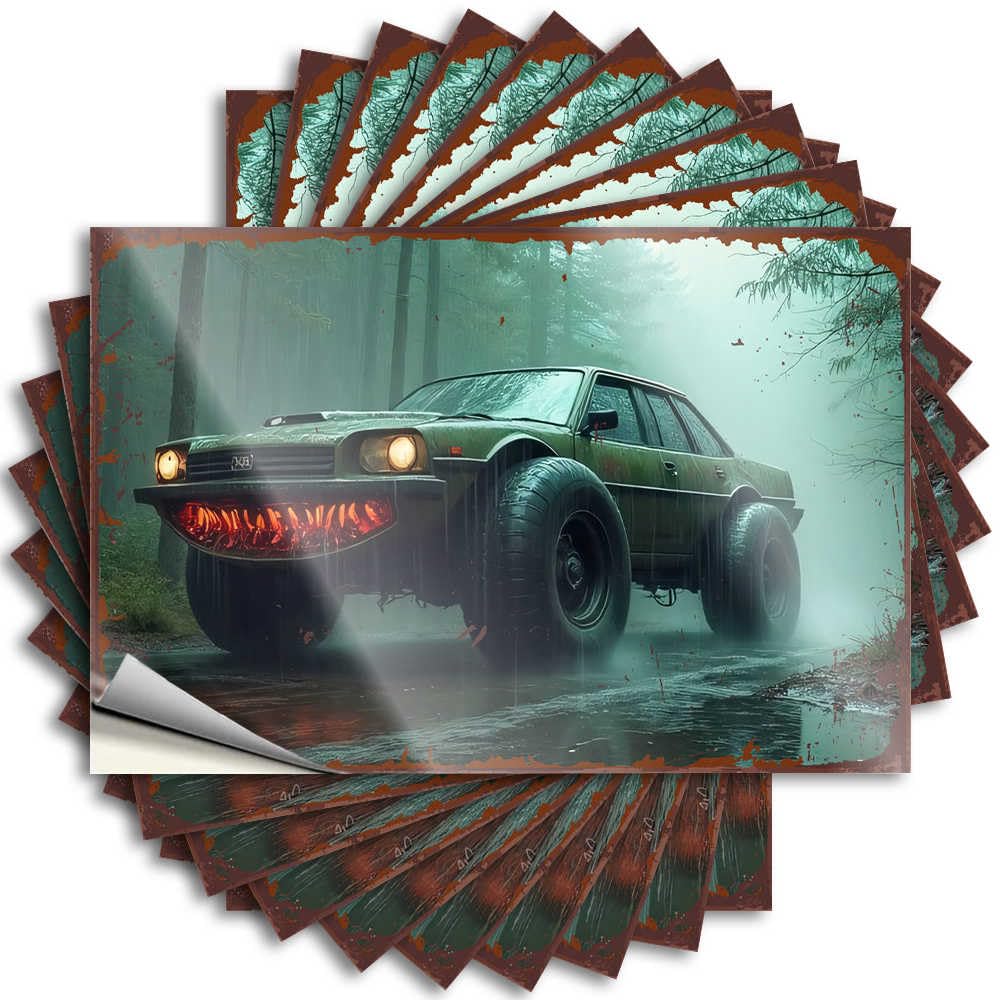 Feminist, Lettering Sticker Door Monster Car in The Misty Forest | Tiki Girly Bathroom Decor(6X9CM)
