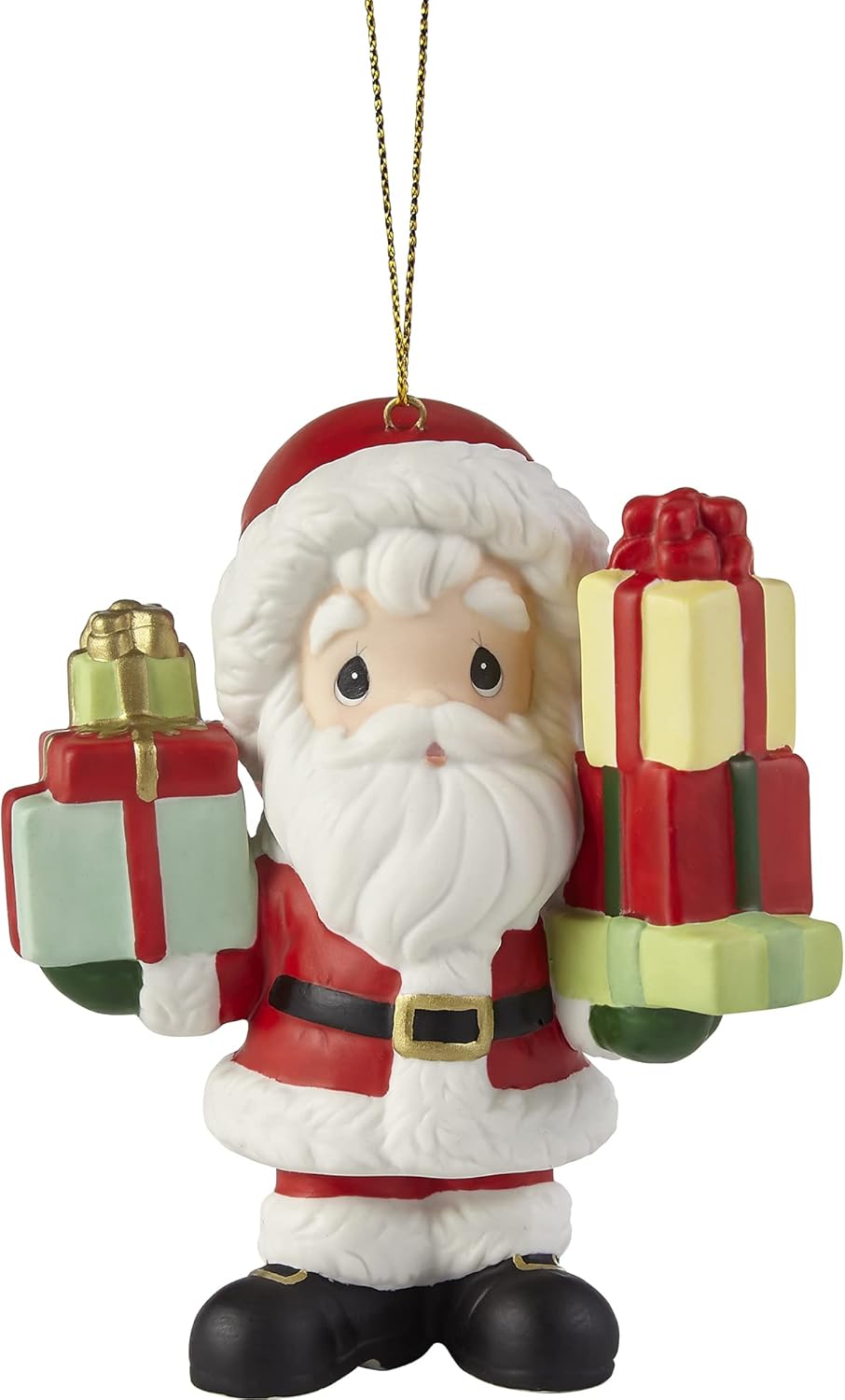Precious Moments 221012 Loaded Up with Christmas Cheer Annual Santa Bisque Porcelain Ornament