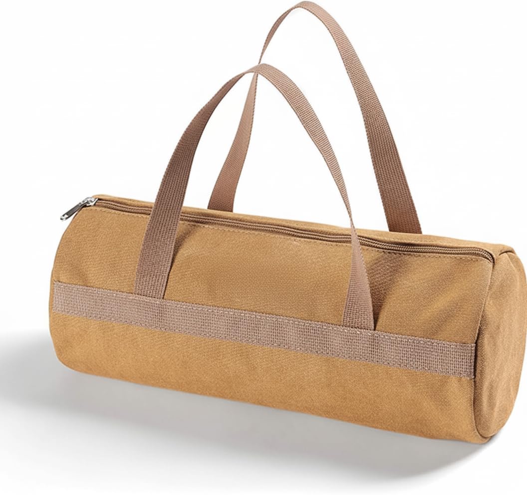 NALACAL Tent Stakes Bag, Double Layer Tent Pole Pegs Storage Bag, Camping Accessories Large-Capacity Canvas Tool Bag with Zipper for Man Camping, Hiking