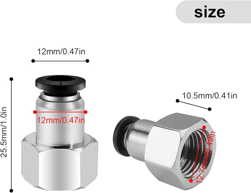 SRJQXH 10 db Gyorscsatlakozó Sűrített Levegőhöz, 6 mm-es Belső Menetes, Nikkelezett Réz, 1/4 Colos BSP Menet, 15 Bar Nyomásálló