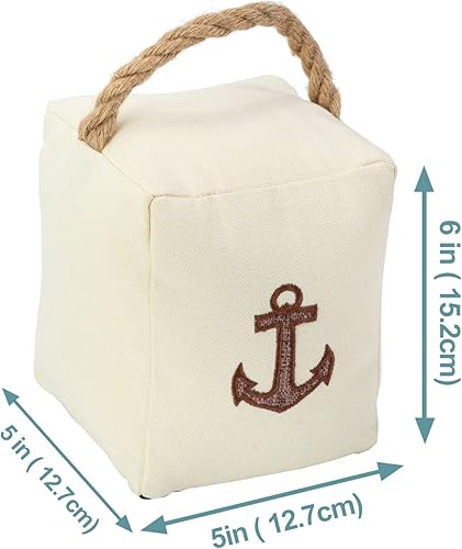 Miniatura 2 de Marwood Topes de puerta decorativos náuticos con nudo de cuerda hechos a mano con asa, tope interior cuadrado con peso, nudo marinero para puerta y