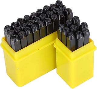 Number Letter Alphabet Punch, 36Pcs Carbon Steel Pin Punch Set Heavy Duty Punch Tool Set Metal Stamping Tool Kit for Metal Leather, with Handy Storage Box(5mm)