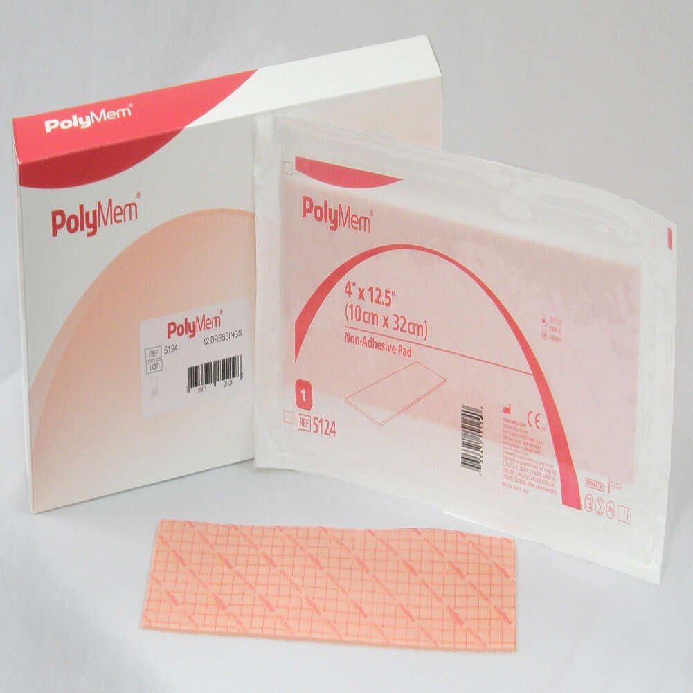 PolyMem Non-Adhesive Wound Dressing, Sterile, Foam, 4' X 12.5' Pad, 5124 (Case of 12)