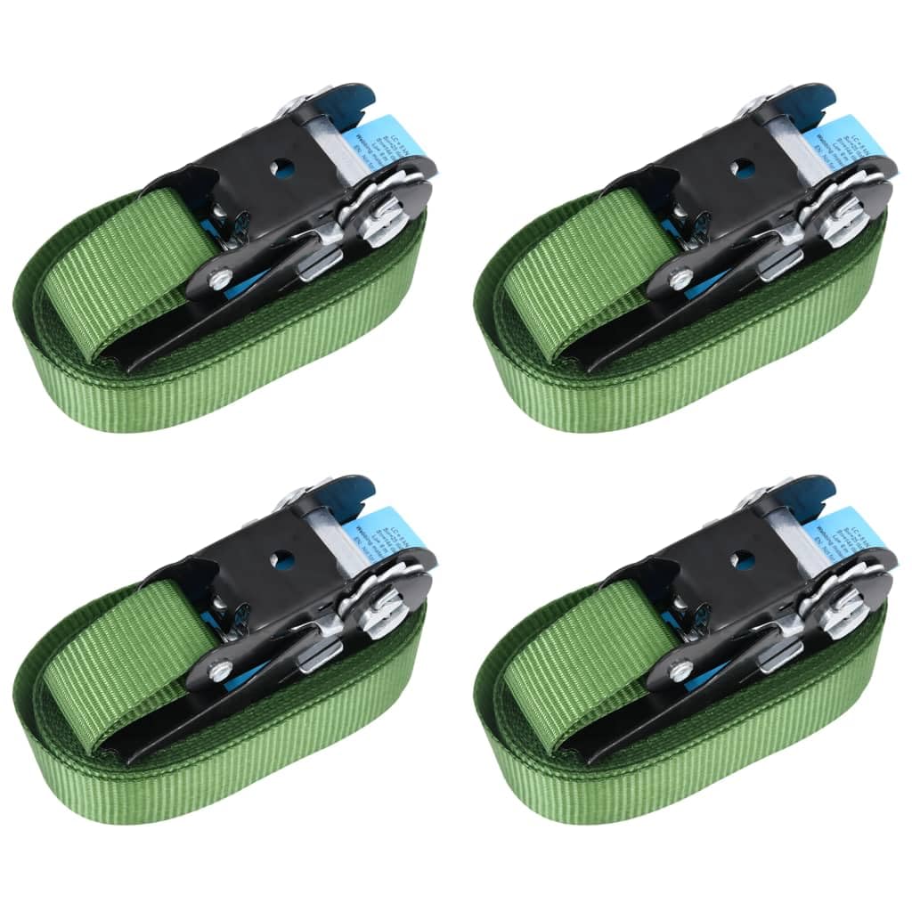 Ratschen-Spanngurte 4 Stk 6 m Grün Polyester 800 daN Bruchlast 400 kg Zurrgurte mit Ratsche für Ladungssicherung Transport Verzurren Auto Anhänger Camping Umzug