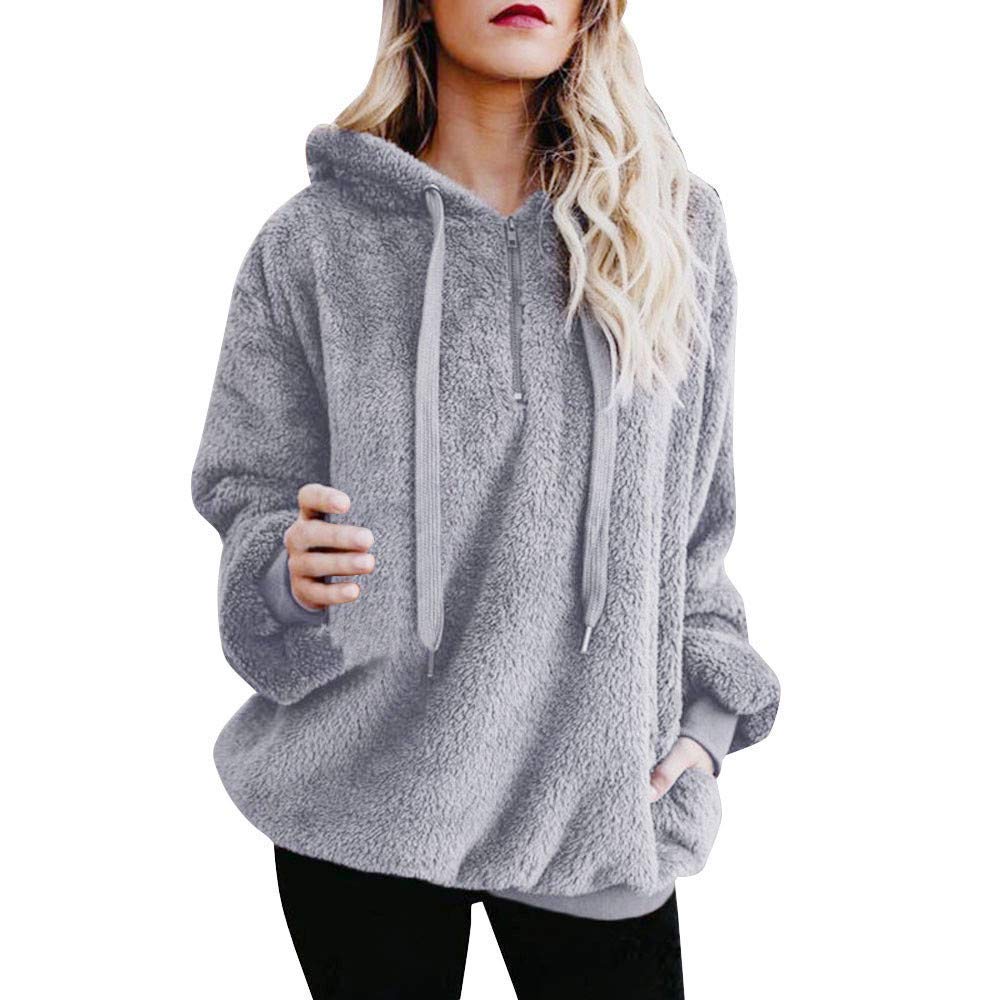 BLENCOT Women's Sherpa Fleece Zip-Up Hoodie - Cozy, Fuzzy, Warm Pullover For Autumn/Winter - View #11