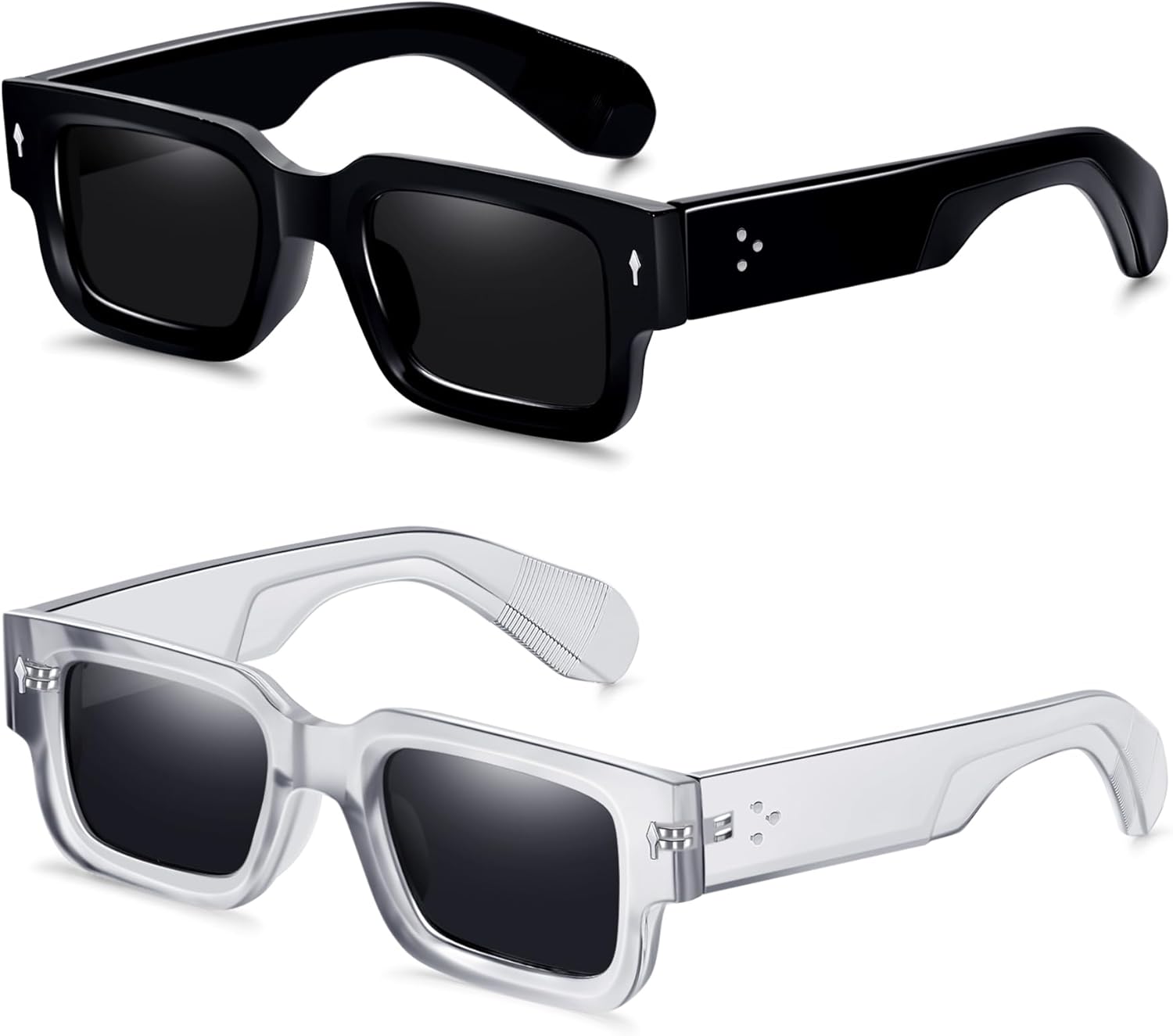 Cool Square Frame Sunglasses for Women Men Trendy Chunky Rectangle Sun Glasses Black Shades UV400 Protection