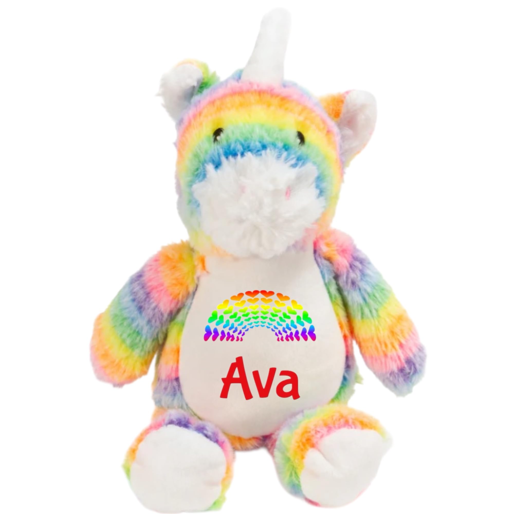 Ava Graceful Designs Personalised Rainbow Unicorn Plushie | Kids Plush Soft Toy Teddy Unicorn