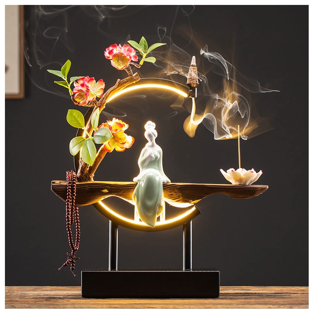 Basxdrfxz A Incense Holder Base Backflow Incense Burner Romatherapy Creative Personality Zen Fortune Home Living Room Office Decoration(A)