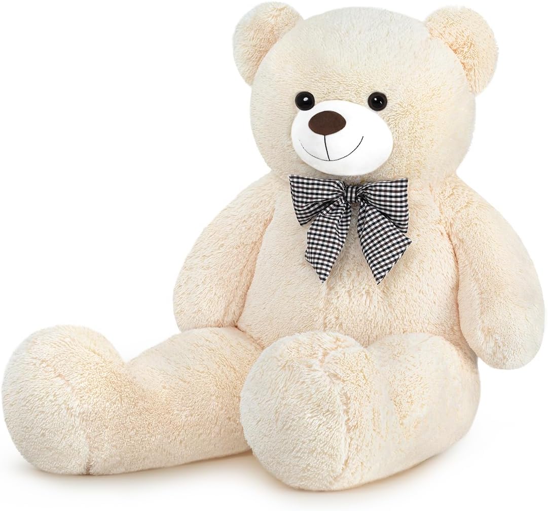 Giant Teddy Bear 47", Huge Stuffed Animals Plush, 4 Feet Soft Plushies Big Bear Gift for Kids, Girlfriend, Valentines Day, Christmas, Birthday Cream