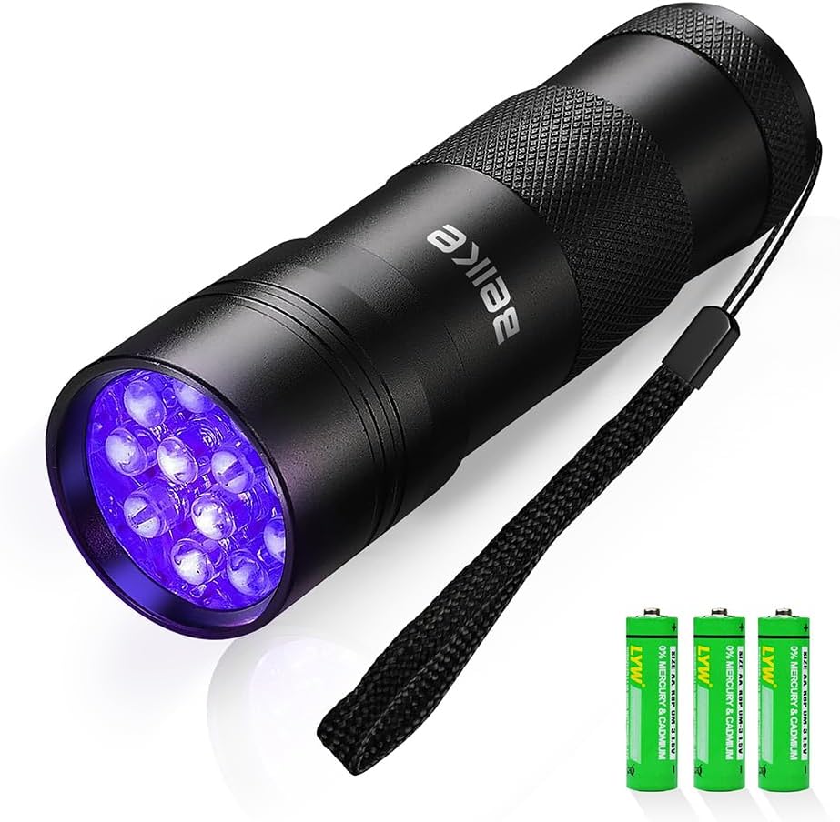 UV Flashlight Black Light–Small Portable Mini 12 LED Blacklight Flashlight for Hidden Stain Detection in Room, Resin Curing,Scorpion & Bed Bug Find,Pet Urine & Dry Stain Detection/Carpets/Rugs/Floors 1 pack