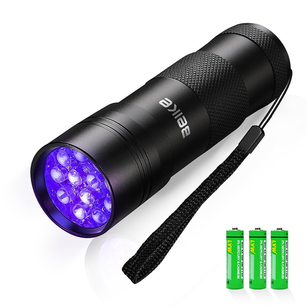 UV Flashlight Black Light Small Portable Mini 12 LED Blacklight Flashlight for Hidden Stain Detection in Room Resin