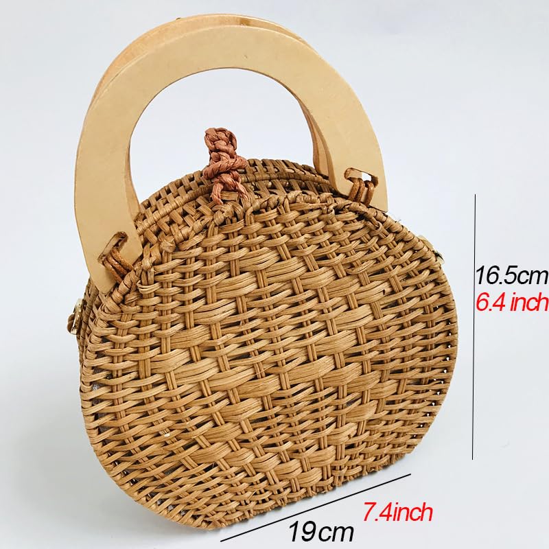 Vintage Handmade Handwoven Pearl Bag Rattan Shoulders Woven Handbags Beach Style Straw Bags2