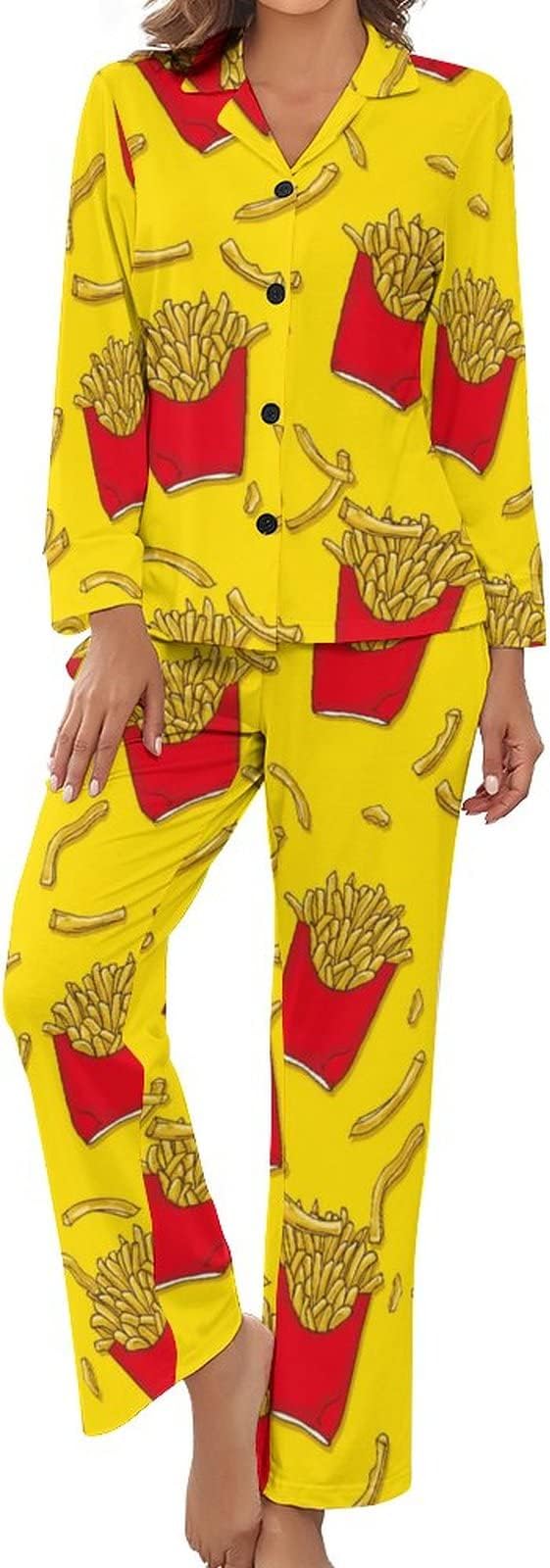 JAIDEN BEATA Women's Pajama Sets Long Sleeve Sleepwear Loungewear with Pocket Soft V Neck Button Down Pjs Lounge Sets, S-XL