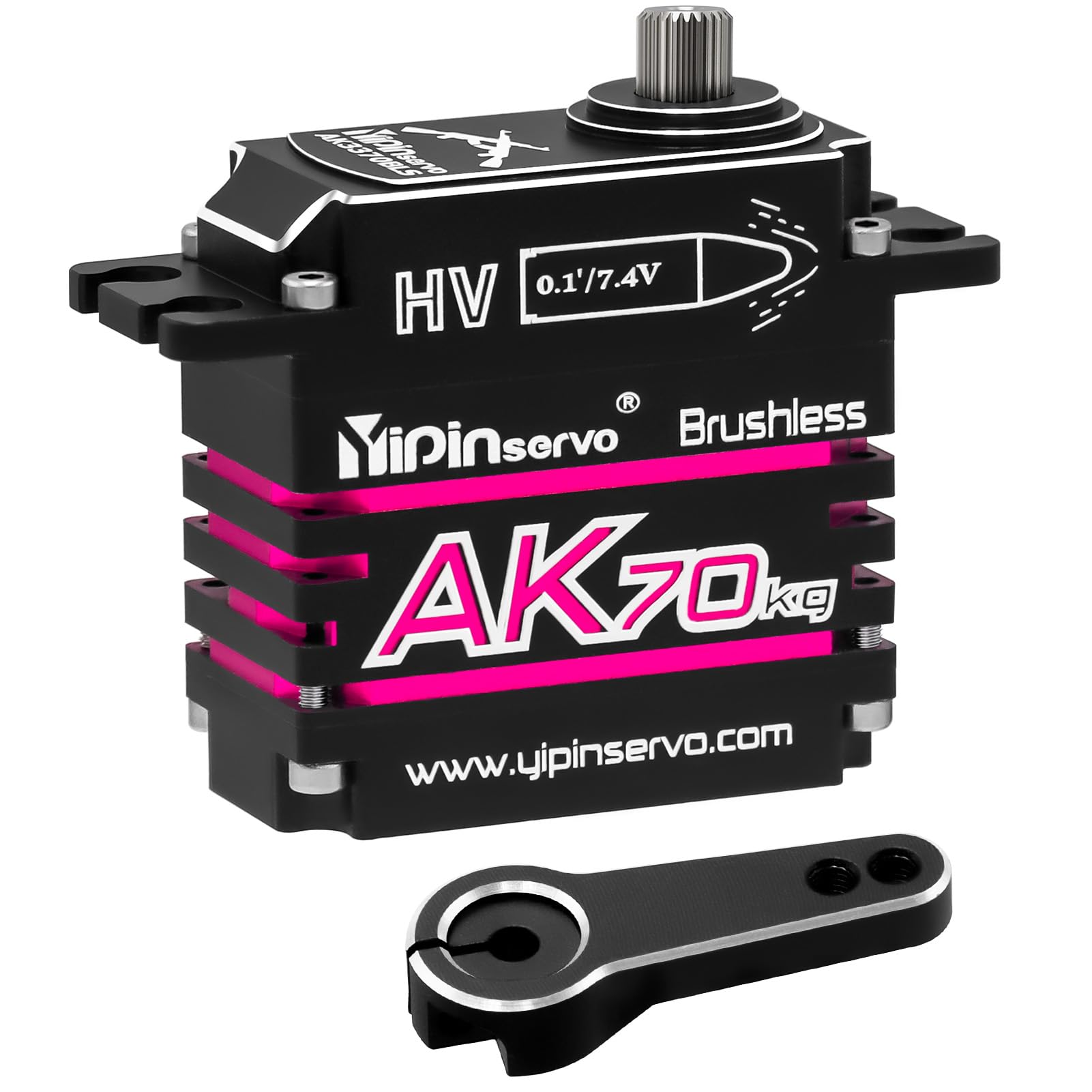 GOUPRC AK - Servo RC sin escobillas de aluminio de 70 kg para 1/8 1/10 1/12 RC camión, coche, barco, robot, engranaje oblicuo de 8.4 V, servo de dirección de alto par