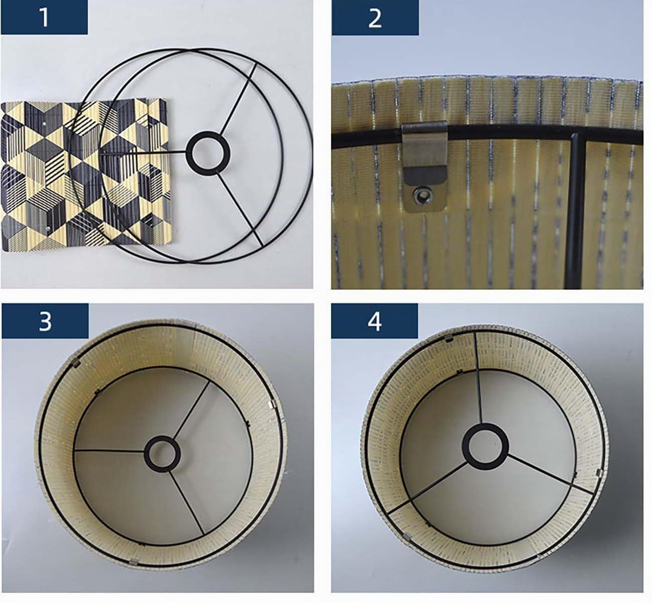 Abad-jour en bambou rétro, abat-jour en forme de tambour rond pour tables ou lustres, adapté aux lustres de plafond simples (Style 12)